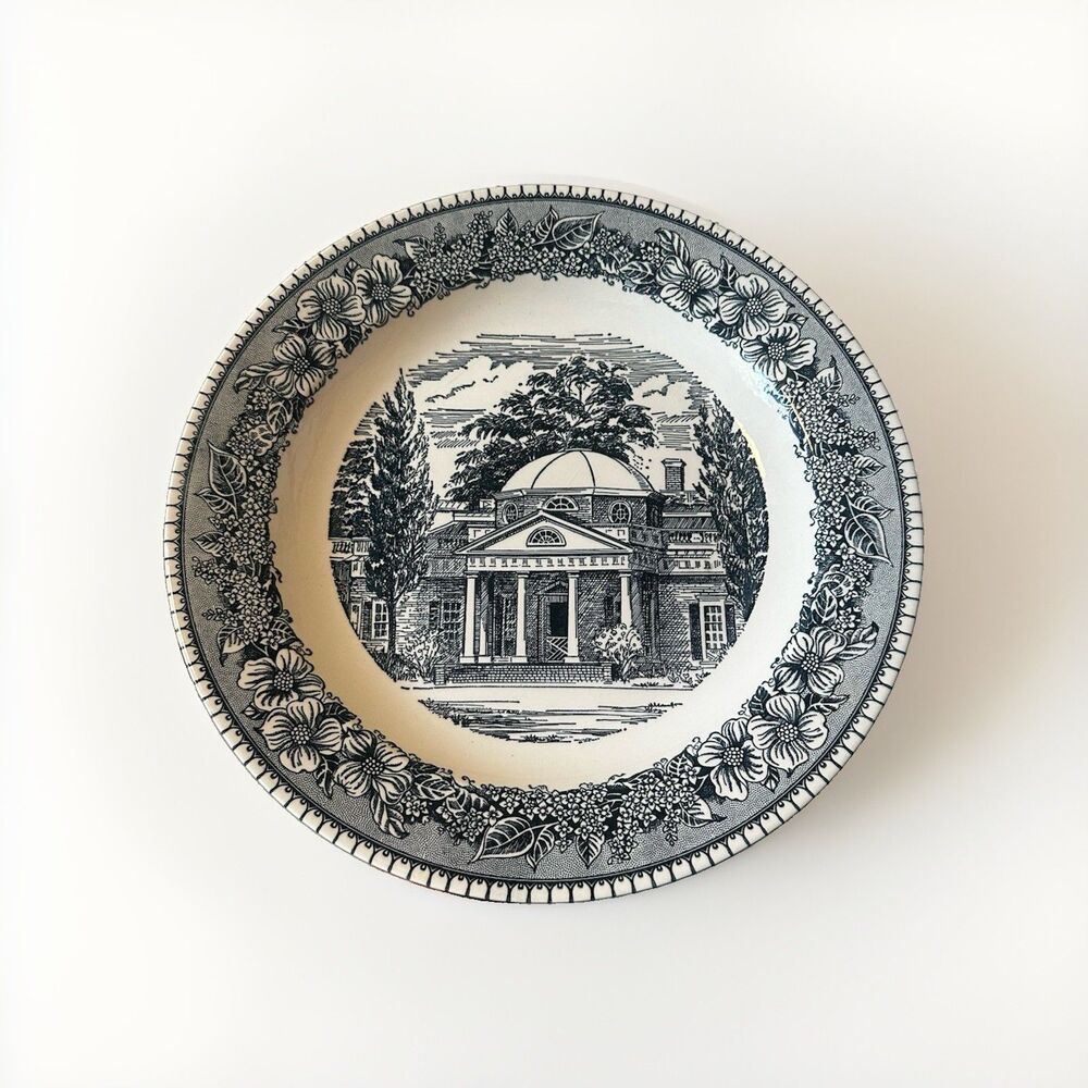 Vintage Jefferson's Monticello Royal China Colonial Heritage Blue 11" Chop Plate